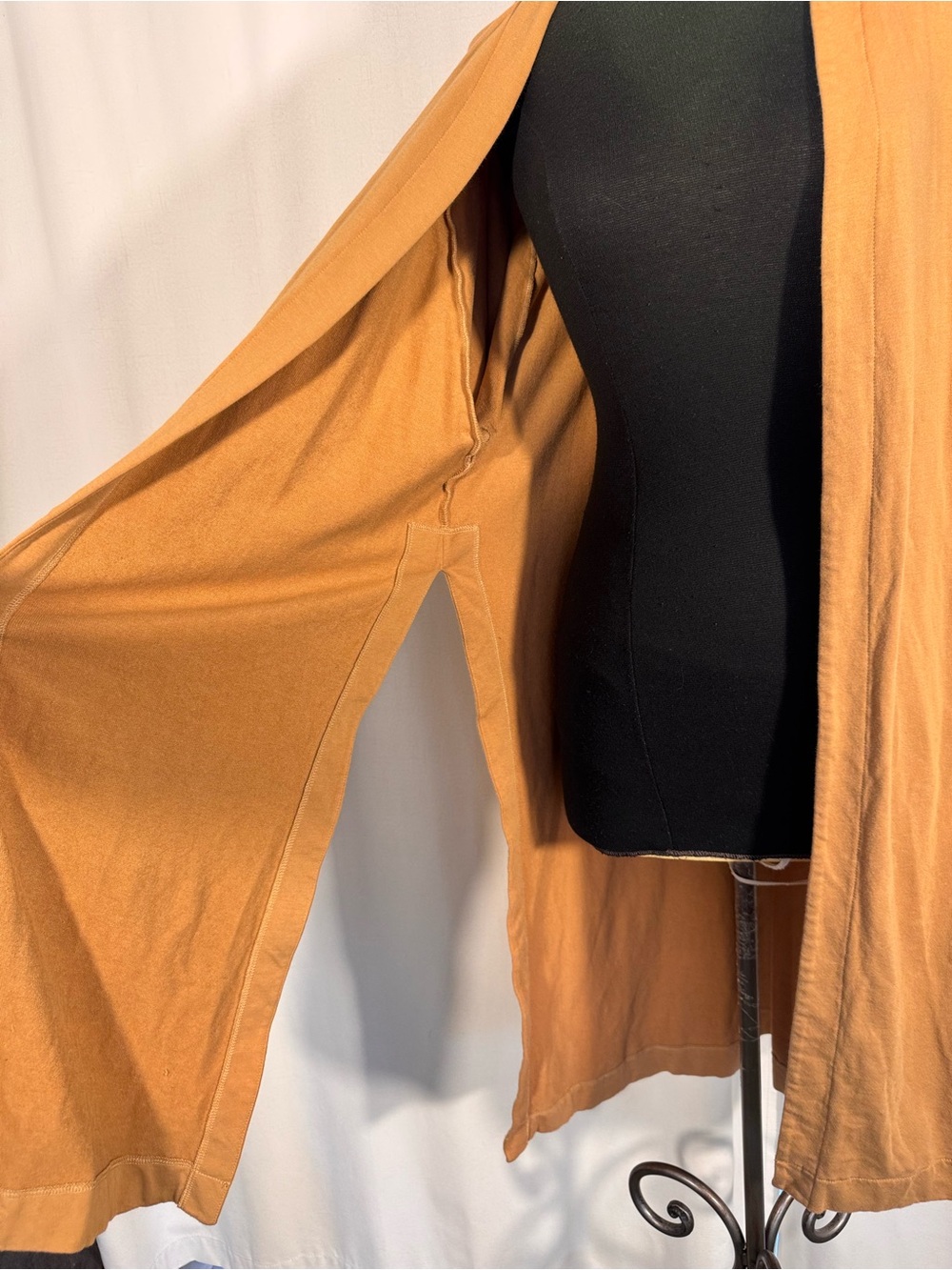 Cuyana Camel Organic Pima Cotton Long Open Front Cardigan - Picture 7 of 9